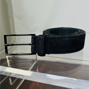 Hugo Boss Black Belt with Textured Fabric and Metal Buckle